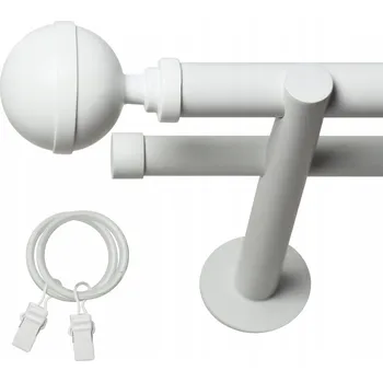 Garnýž GARNÝŽ DVOJITÁ 340 CM 19+19 MM KONCOVKY ŽABKY GARNÝŽ ČERNÁ BÍLÁ