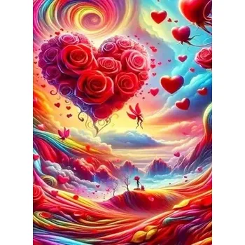 Diamantové malování Diamantové malování/Huacan - Srdcové balónky z růží