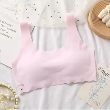 Dívčí bezešvá podprsenka bez zapínání Barva: Růžová, Velikost: S