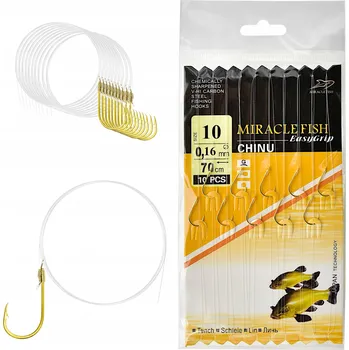 Rybářský háček Háčky pro lov ze dna, plavané, s návazcem, s protihrotem Miracle Fish CHINU, vázané rýč/protihrot, 10 ks