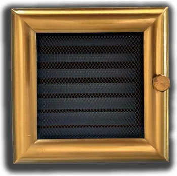 Větrací mřížka Krbová mřížka s límcem 170 x 170 mm - zlatá - s manuální žaluzií - 4FIRE - 4A 1717 ZG