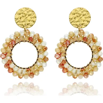 Náušnice Yvon Letní kruhové náušnice MADERA s fasetovaným sklem v jemných tónech