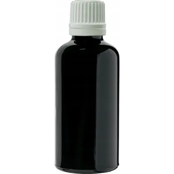 Láhev Skleněná lahvička černá 50 ml s bílým kapátkem 18 mm
