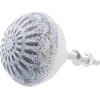 Dveřní kování Modro-šedá vitage úchytka - Ø 4*3 cm