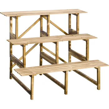 Stojan na květiny Outsunny schody na rostliny schody na květiny police na květiny 3 stupně z jedlového dřeva 100 x 80 x 78 cm pro zahradu balkon a terasu |