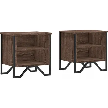 Noční stolek Industriální noční stolky, 40x30x40 cm, hnědý dub