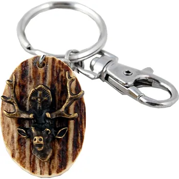 Zubíček Svatý Hubert (parohová klíčenka ovál)