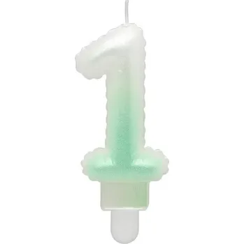 Dortová svíčka GoDan Dortová svíčka č. 1 balónková bílo-zelená