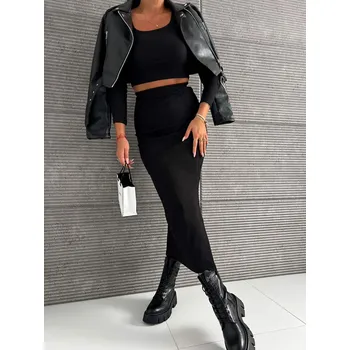 Green Plant Žerzejová souprava top a sukně An Open Mind Barva: Černá, Velikost: UNI