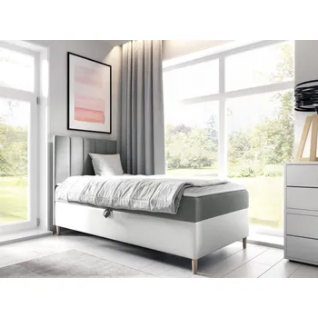 Postel Kontinentální postel Junior Kamire 1, Strana: levá, Rozměr postele: 80x200, Barva:: ekokoža Soft 017 (biała) + Fresh 14 MIRJAN 5903211191794