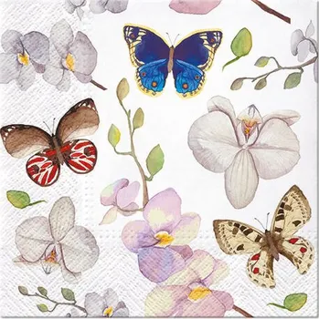 Papírový ubrousek Ubrousky PAW Dekor L (20ks) Orchidea Butterfly