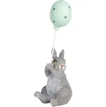 Dekorace šedý králík s modrým balónkem - 7*6*18 cm