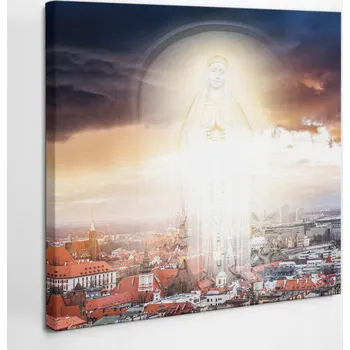 Obraz Canvas Obraz na zeď Maria v oblacích a na nebi nad městem