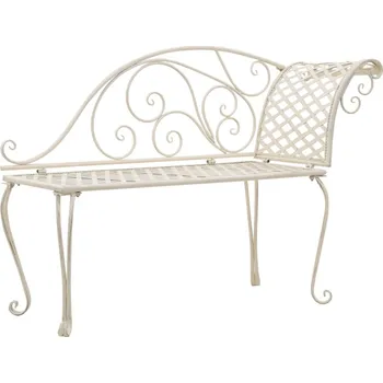 Zahradní lavice zahrada-XL Zahradní lenoška 128 cm kovová starožitná bílá 45431