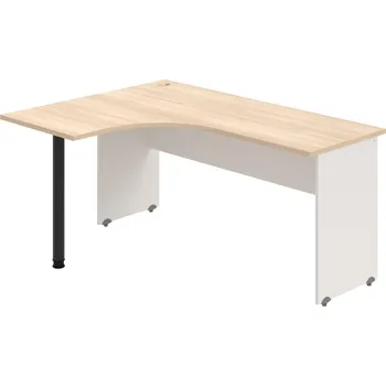 Psací stůl GE 60 P – Stůl ergo pravý 160 × 120 cm - Akát , Bílá , Černý kov