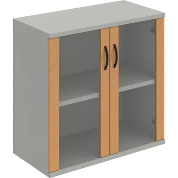 Policová skříň S 2 80 02 – Skříň policová dvéřová 76,8 × 80 cm - Buk , Šedá , UCO – černá