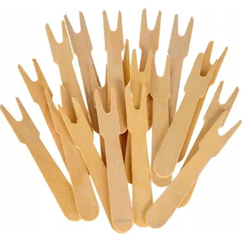 Jednorázové nádobí Dřevěné vidličky na hranolky a svačiny, ekologické na jedno použití, 500 ks