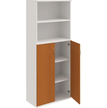 Policová skříň S 5 80 04 – Skříň policová dvéřová 192 × 80 cm - Třešeň , Bílá , USN – Hobis