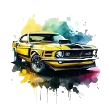 Nažehlovací obrázek - americké auto žluté (10,0 x 9,9 cm)