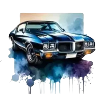 Nažehlovací obrázek - americké auto modré tmavé (10,0 x 9,3 cm)