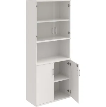 Policová skříň SZ 5 80 10 – Skříň policová dvéřová 192 × 80 cm - Bílá , Bílá , USH – hranatá