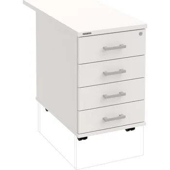 Zásuvkový kontejner K 34 C N 80 – Kontejner, 4 zásuvky, cent. zamykání, léta napříč, hl. 80 cm - Bílá , Bílá , USH – hranatá