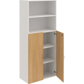 Policová skříň DZ 5 80 04 – Skříň policová dvéřová 185 × 80 cm - Dub , Bílá , USN – Hobis