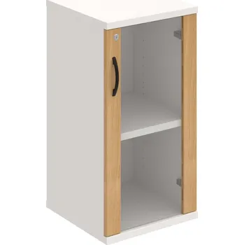 Policová skříň SZ 2 40 02 P – Skříň policová dvéřová 76,8 × 40 cm - Dub , Bílá , UCO – černá