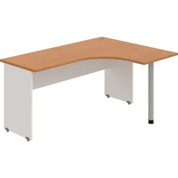 Psací stůl GE 60 L – Stůl ergo levý 160 × 120 cm - Olše , Bílá , Šedý kov