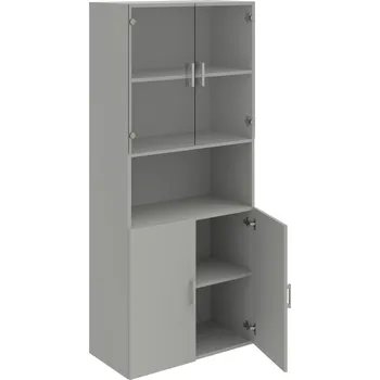 Policová skříň D 5 80 07 – Skříň policová dvéřová 185 × 80 cm - Šedá , Šedá , USH – hranatá