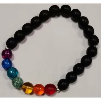 Náramek Náramek Černý s duhou 63 (Náramek Černý s duhou)