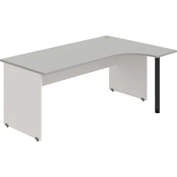 Psací stůl GE 1800 L – Stůl ergo levý 180 × 120 cm - Šedá , Bílá , Černý kov