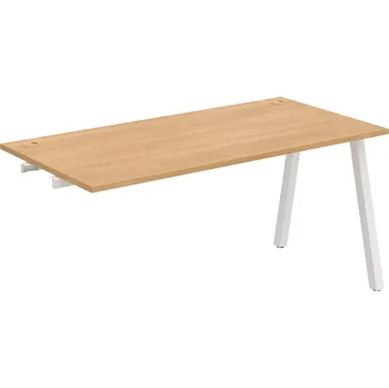 Psací stůl US A 1600 R – Stůl pracovní délky 160 cm, k řetězení - Dub , Bílý kov