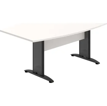Jednací stůl CJ 200 – Stůl jednací sud 200 cm - Bílá , Bílá , Černý kov