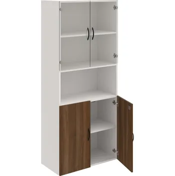 Policová skříň DZ 5 80 07 – Skříň policová dvéřová 185 × 80 cm - Ořech , Bílá , UCO – černá