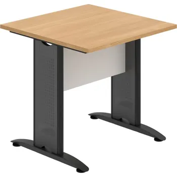 Jednací stůl CJ 800 – Stůl jednací rovný 80 cm - Dub , Bílá , Černý kov