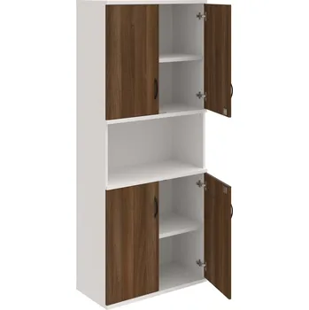 Policová skříň SZ 5 80 05 – Skříň policová dvéřová 192 × 80 cm - Ořech , Bílá , UCO – černá