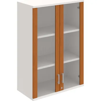 Policová skříň SZ 3 80 04 H – Skříň policová dvéřová 115,2 × 80 cm - Třešeň , Bílá , USH – hranatá