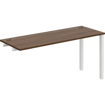 Psací stůl UE 1600 R – Stůl pracovní délky 160 cm, hl. 60 cm, k řetězení - Ořech , Bílý kov