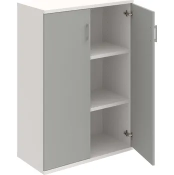 Policová skříň S 3 80 01 – Skříň policová dvéřová 115,2 × 80 cm - Šedá , Bílá , USH – hranatá