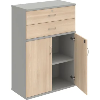 Policová skříň SZ 3 80 03 – Skříň policová zásuvková 115,2 × 80 cm - Akát , Šedá , USN – Hobis