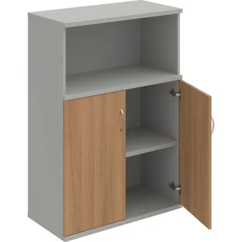 Policová skříň S 3 80 02 – Skříň policová dvéřová 115,2 × 80 cm - Višeň , Šedá , USN – Hobis