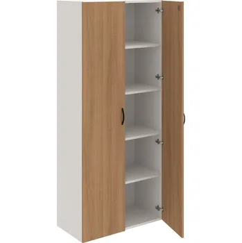 Policová skříň DZ 5 80 00 – Skříň policová dvéřová 185 × 80 cm - Višeň , Bílá , UCO – černá