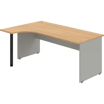 Psací stůl GE 1800 P – Stůl ergo pravý 180 × 120 cm - Dub , Šedá , Černý kov
