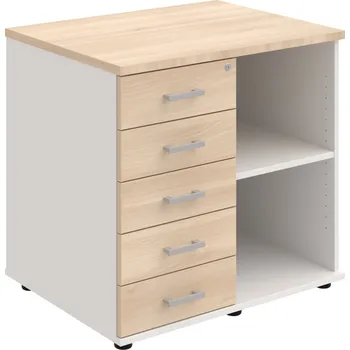 SPKZ 3 80 60 L N – Skříňka ke stolu, levá, s centrálním zamykáním - Akát , Bílá , USH – hranatá