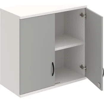 Policová skříň SZ 2 80 01 H – Skříň policová dvéřová 76,8 × 80 cm - Šedá , Bílá , UCO – černá