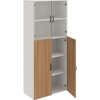 Policová skříň DZ 5 80 08 – Skříň policová dvéřová 185 × 80 cm - Višeň , Bílá , UCO – černá