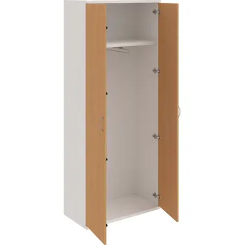 Policová skříň S 5 80 01 – Skříň šatní dvéřová 192 × 80 cm - Buk , Bílá , USN – Hobis