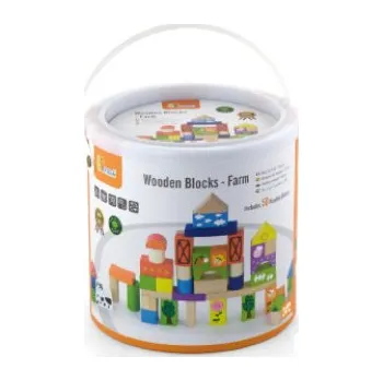 ostatní stavebnice Dřevěná stavebnice 50 kostek - farma