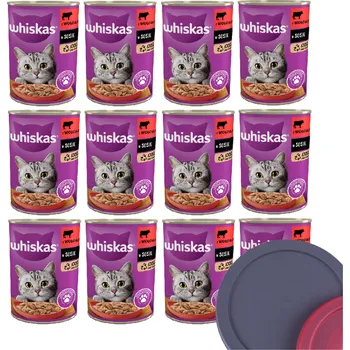 Krmivo pro kočku WHISKAS Adult hovězí 12x400g + víko plechovky ZDARMA